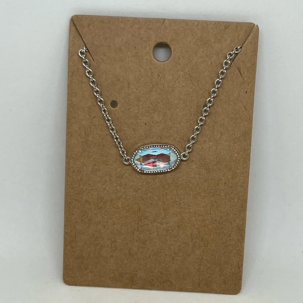NEW Silver Adjustable‎ Chain Slider Bracelet Jewelry Faux Dichroic Glass Gift
